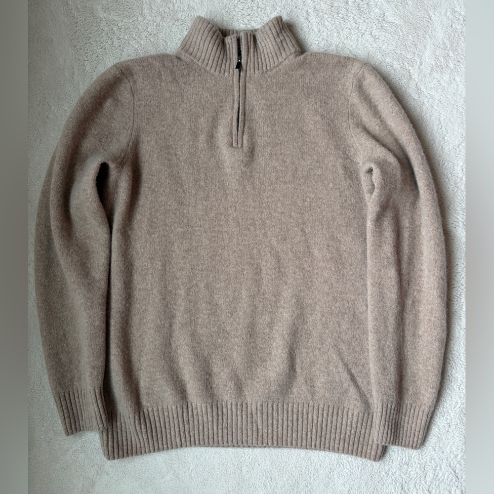 Christian Lacroix Tan Wool Cashmere Blend Quarter Zip Sweater Men Size Large